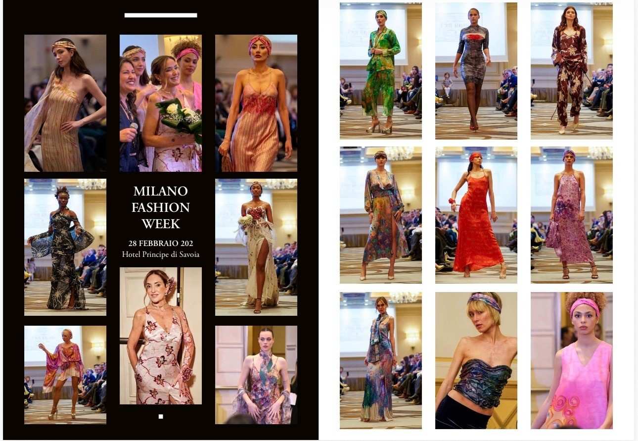 Fridami ART HAUTE COUTURE collection Milan Fashion Week 2026 silk dress artwork runway